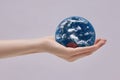 Planet Earth in palm of your hand. Concern for the environment and ecology. Elements of this image are furnished by NASA Royalty Free Stock Photo