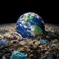 Planet Earth In A Pile Of Trash, A Concept Of Environmental Neglect