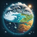 Planet earth with pollution of the environment. Global warming concept. Vector illustration. Royalty Free Stock Photo