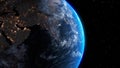 Planet earth with realistic geography surface and orbital 3D cloud atmosphere