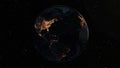 Planet earth with realistic geography surface and orbital 3D cloud atmosphere