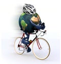 Planet earth riding a racing bike