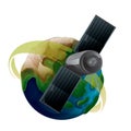 planet earth with satellite. Vector illustration decorative design