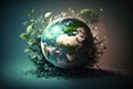 Planet Earth saving concept, miniature plant ball, isolate, gradient background. AI generated