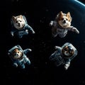 The planet Earth serves as the background for animals donning space suits in space, using elements supplied by NASA Royalty Free Stock Photo
