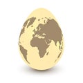 Planet Earth in shape of egg isolated on a white background with shadow. Conceptual image of world Easter celebration or