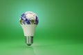 Planet earth shaped like an electric LED bulb with copy space. 3d illustration Royalty Free Stock Photo