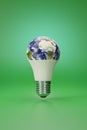 Planet earth shaped like an electric LED bulb. 3d illustration