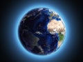 Planet Earth shines in space 3d render