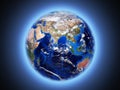 Planet Earth shines view from space 3d