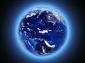 Planet Earth shines view from space 3d render