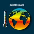 Planet earth sick with thermometer warming concept