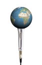 Planet earth in a silver microphone Royalty Free Stock Photo