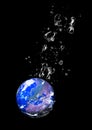 Planet earth sinking in water