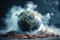 Planet earth in smoke, Environment Social and Governance. World sustainable environment concept. Pollution of the planet. The