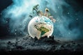 Planet earth in smoke, Environment Social and Governance. World sustainable environment concept. Pollution of the planet. The