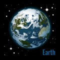 Planet earth with some clouds 3d vector illustration. High quality isometric solar system planets.