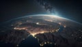 Planet Earth from space at night. Elements of this image furnished by NASA Royalty Free Stock Photo