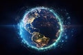 Planet Earth from space showing international network connection. 3D illustration, Global network connection over the world. Royalty Free Stock Photo