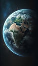 Planet Earth from space showing visible country borders and city lights. 3D illustration. Royalty Free Stock Photo