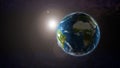 Planet earth in space with sunlight Royalty Free Stock Photo