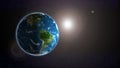 Planet earth in space with sunlight Royalty Free Stock Photo