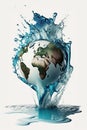 Planet Earth splashing in water surface on white Royalty Free Stock Photo