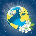 Planet earth with spring flovers.View from space Royalty Free Stock Photo