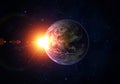 Planet Earth, Sun, Space. Royalty Free Stock Photo