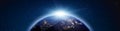 Planet Earth sunrise panorama. 3d rendering Royalty Free Stock Photo