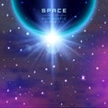 Planet earth with sunrise in space. with milky way , nebula, stardust and bright shining stars. Vector illustration for Royalty Free Stock Photo