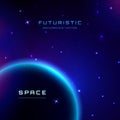 Planet earth with sunrise in space. Vector space background Royalty Free Stock Photo