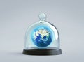 Planet earth under glass bell jar