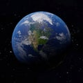 Planet Earth. USA and Canada in center with city lights in dark areas Royalty Free Stock Photo