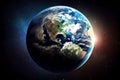 Planet Earth viewed from space. Realistic ilustration. Generative ai Royalty Free Stock Photo