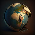 Planet Earth that was broken by an earthquake Royalty Free Stock Photo