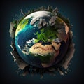 Planet Earth that was broken by an earthquake Royalty Free Stock Photo