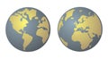 Planet Earth yellow and denim blue vector isolated