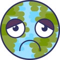 Planet emoji with melancholy expression vector