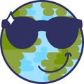 Planet emoji wearing sunglasses and smiling vector