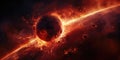 Planet Engulfed In Flames, Portraying A Fiery And Dramatic Scene