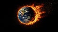 A planet is on fire and is surrounded by a lot of smoke Royalty Free Stock Photo