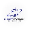 Planet football or planet soccer logo vector template