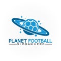 Planet football or planet soccer logo vector template