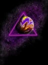 Planet into the Galaxy traingle Royalty Free Stock Photo
