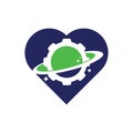 Planet gear heart shape concept logo icon vector. Royalty Free Stock Photo