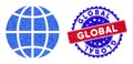 Planet Globe Polygonal Mesh and Distress Bicolor Seal