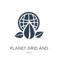 planet grid and a leaf icon in trendy design style. planet grid and a leaf icon isolated on white background. planet grid and a