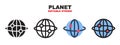 Planet icon set with different styles. Editable stroke and pixel perfect. Can be used for web, mobile, ui and more Royalty Free Stock Photo