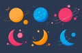 Planet icon set. Planets astronomic abstract objects
